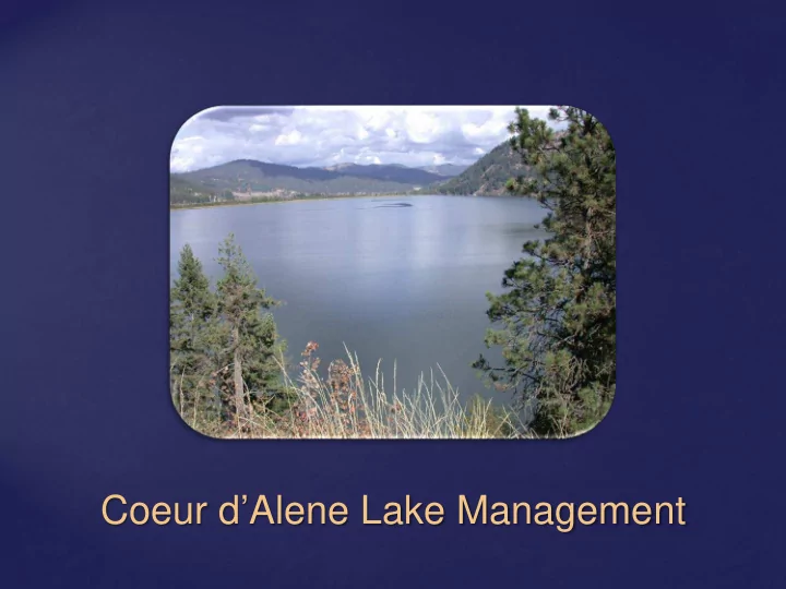 coeur d alene lake management