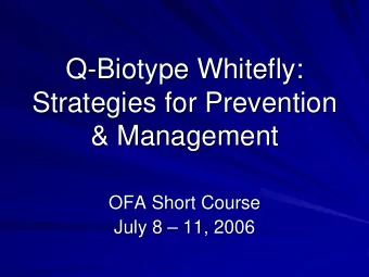 Q-  -Biotype Whitefly:  Biotype Whitefly:  Q  Strategies for Prevention  Strategies for Prevention