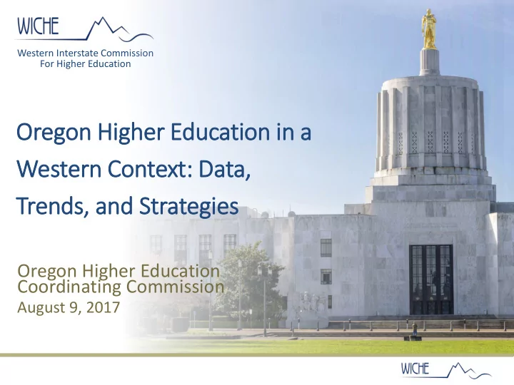 oregon h high gher educati tion i in a a western rn c con
