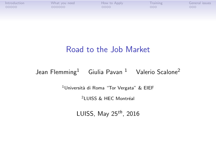 road to the job market