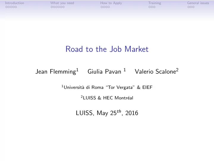 road to the job market