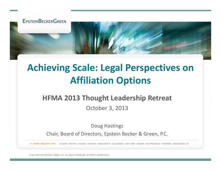 achieving scale legal perspectives on affiliation options