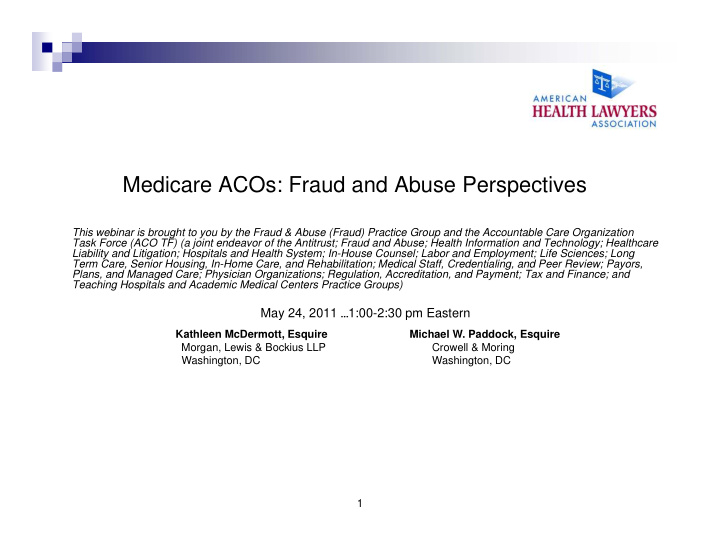 medicare acos fraud and abuse perspectives