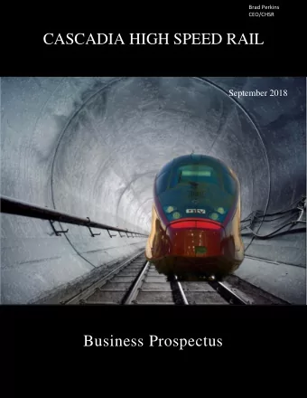 CASCADIA HIGH SPEED RAIL  September 2018  Business Prospectus  Table of Contents  Letter from the