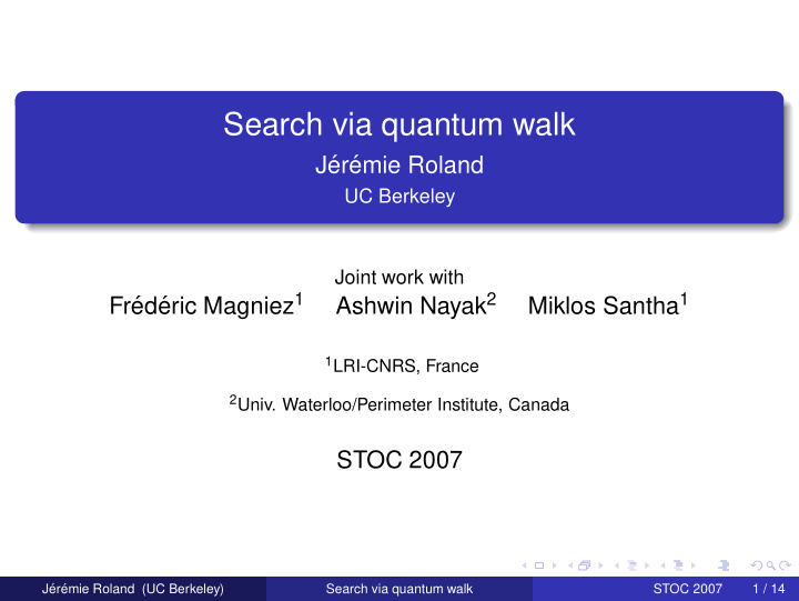 search via quantum walk