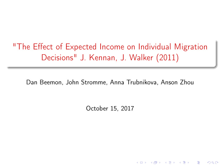 the effect of expected income on individual migration