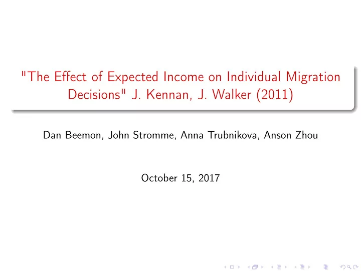 the effect of expected income on individual migration