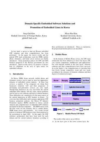 Domain Specific Embedded Software Solutions and  Promotion of Embedded Linux in Korea  Jung-Guk Kim