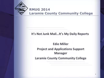 Its Not Junk MailIts My Daily Reports  Edie Miller  Project and Applications Support