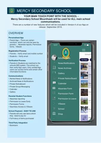 MERCY SECONDARY SCHOOL  MOUNTHAWK YOUR MAIN TOUCH POINT WITH THE SCHOOL -  Mercy Secondary School