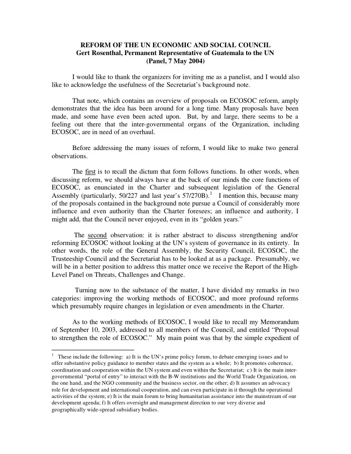reform of the un economic and social council gert