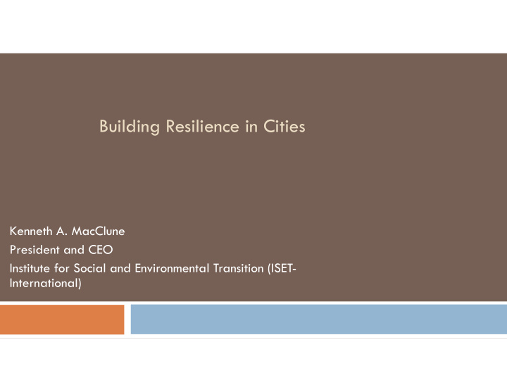 building resilience in cities