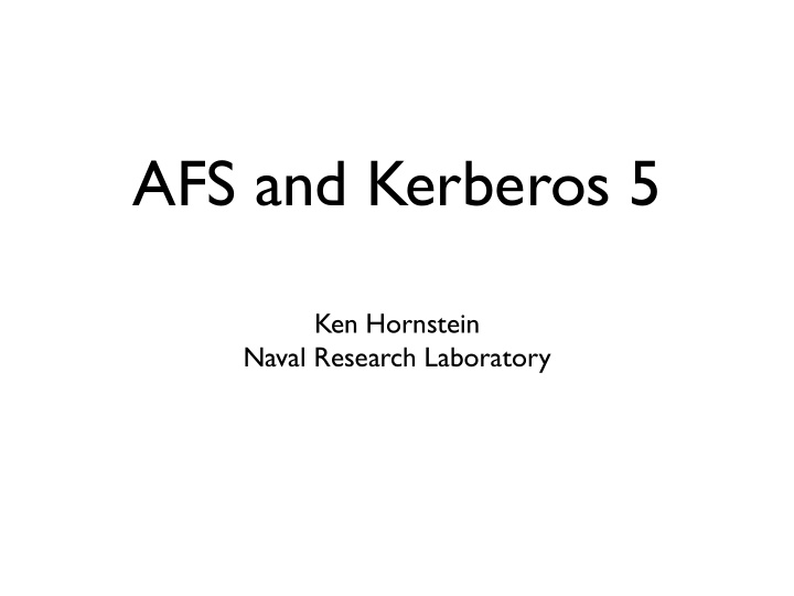 afs and kerberos 5