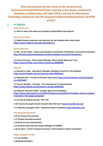 Short presentation by Ken Carter at the Government/  Business/Charitable/Philanthropic meeting at