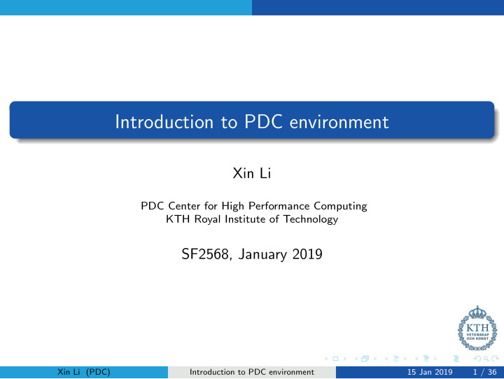 introduction to pdc environment