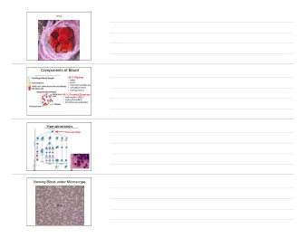 Components of Blood  55 % Plasma    water    lipids    dissolved substances