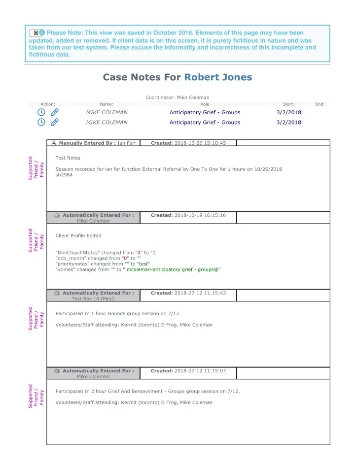 case notes for robert jones