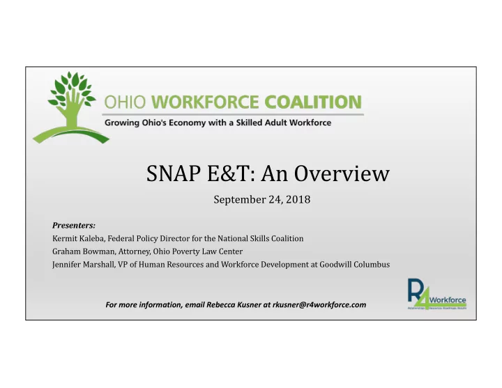 snap e t an overview