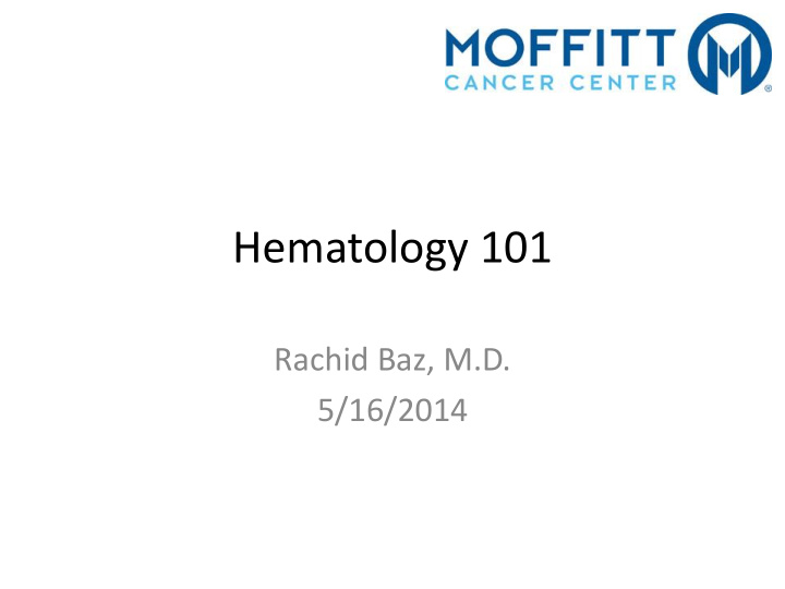 hematology 101
