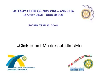 Click to edit Master subtitle style  Contents  I  Introduction by President Caterina Kalavas