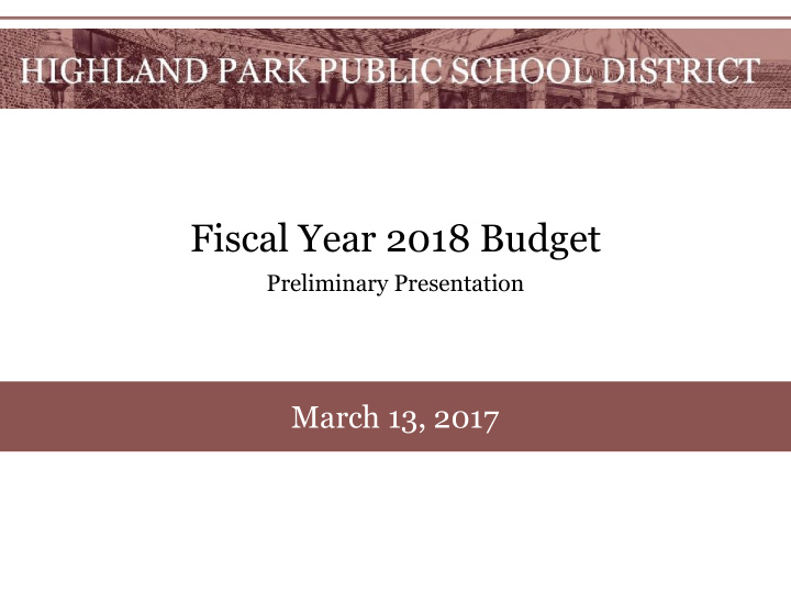 fiscal year 2018 budget