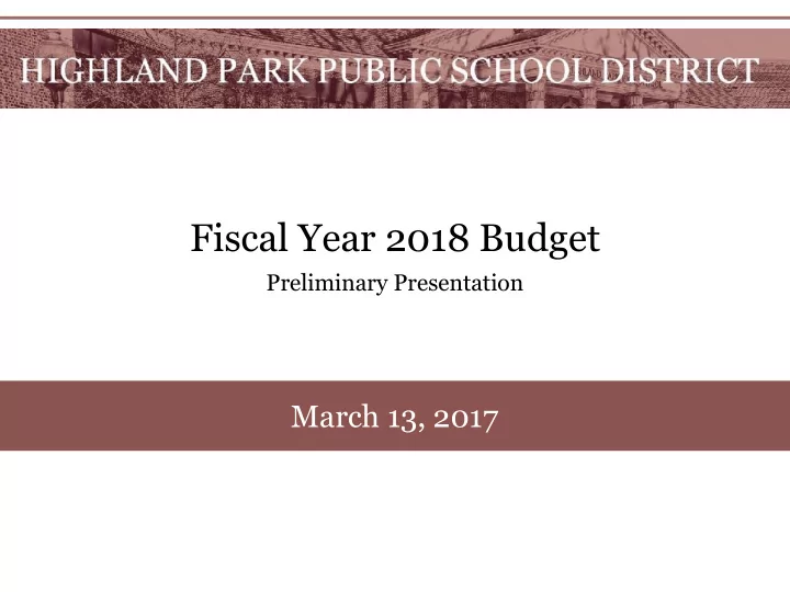 fiscal year 2018 budget