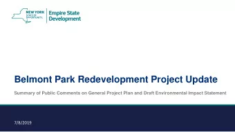 Belmont Park Redevelopment Project Update  Summary of Public Comments on General Project Plan and