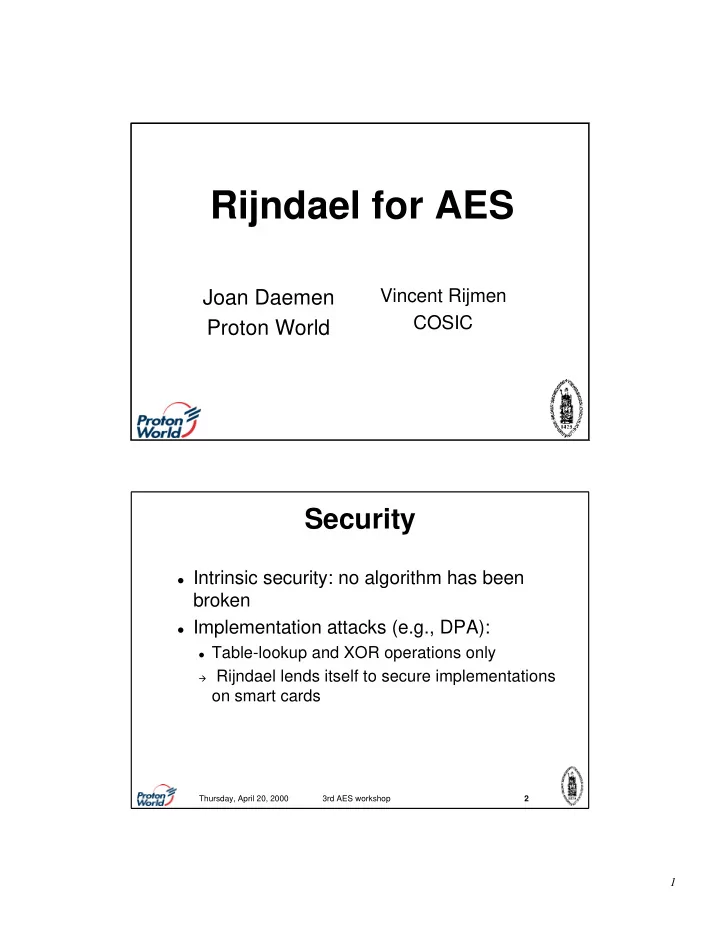 rijndael for aes