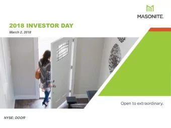 2018 INVESTOR DAY  March 2, 2018  NYSE: DOOR  Safe Harbor / Non-GAAP Financial Measures  SAFE