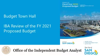 Budget Town Hall  IBA Review of the FY 2021  Proposed Budget  Office of the Independent Budget