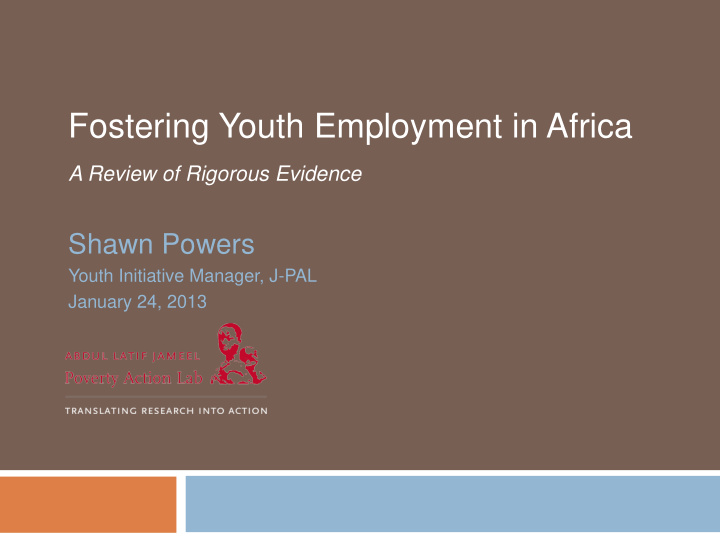 fostering youth employment in africa