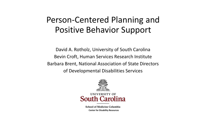 person centered planning and positive behavior support