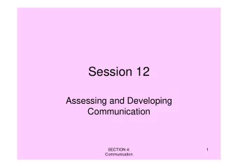Session 12  Assessing and Developing  Communication  SECTION 4:  1  Communication  Communication