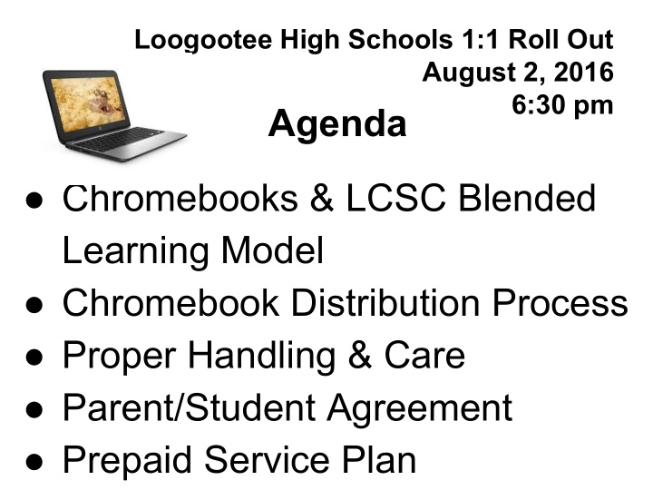 agenda chromebooks lcsc blended learning model chromebook