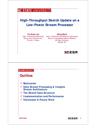 Outline  Outline  Motivation  Data Stream Processing &amp; I magine  Stream Architecture