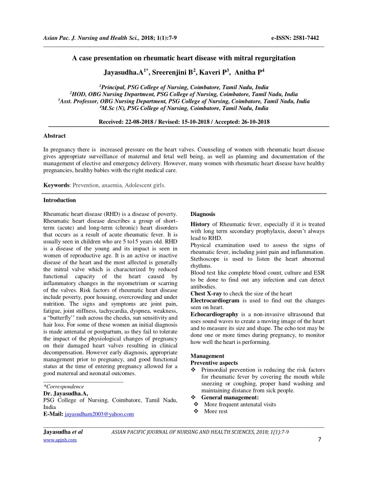 a case presentation on rheumatic heart disease with
