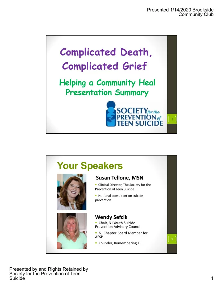 complicated death complicated grief