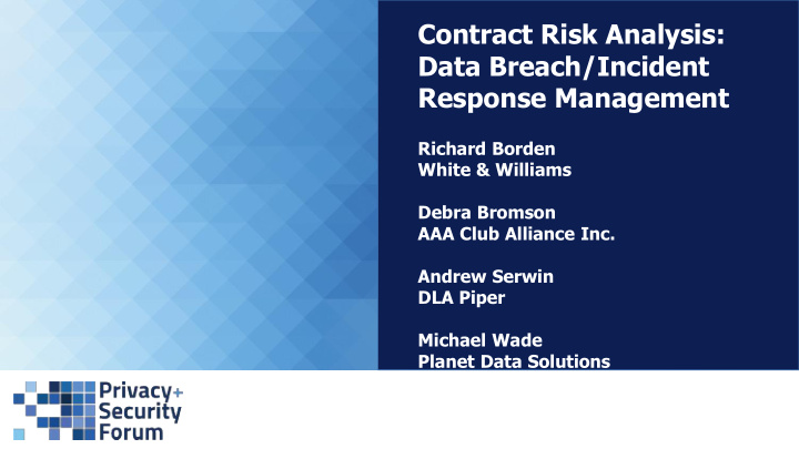 contract risk analysis data breach incident response