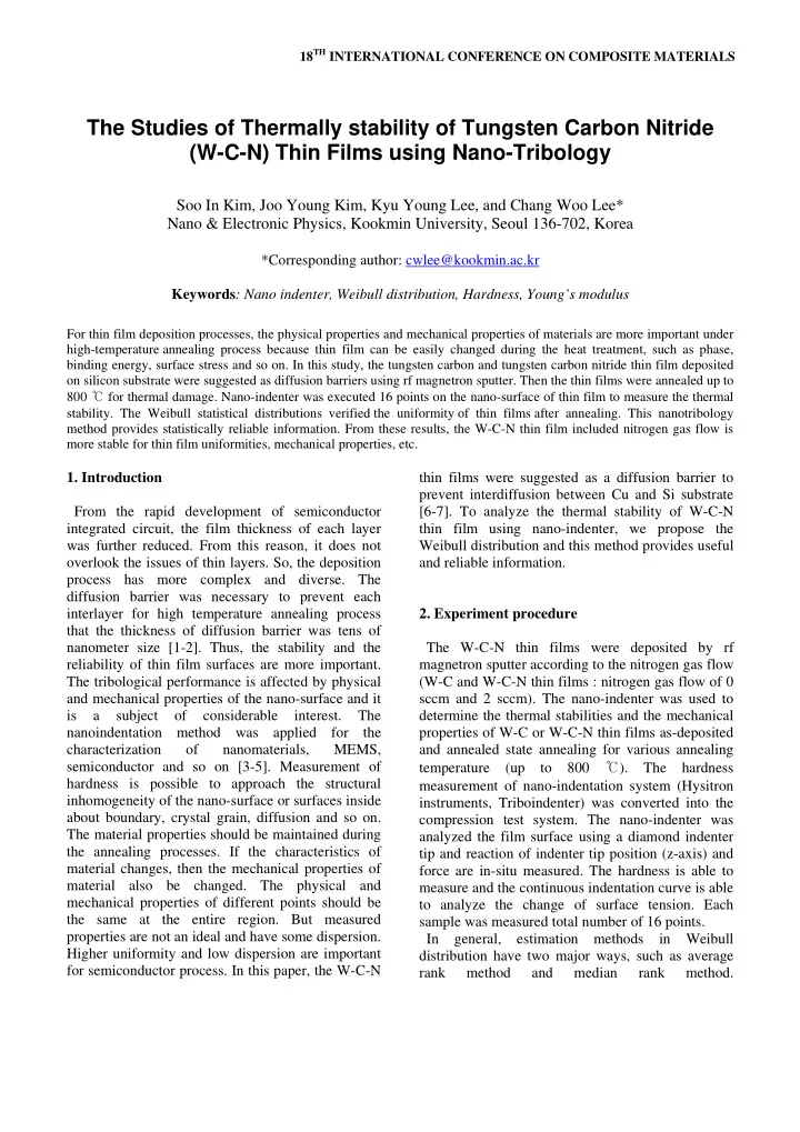 the studies of thermally stability of tungsten carbon