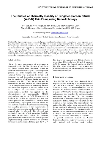 The Studies of Thermally stability of Tungsten Carbon Nitride  (W-C-N) Thin Films using