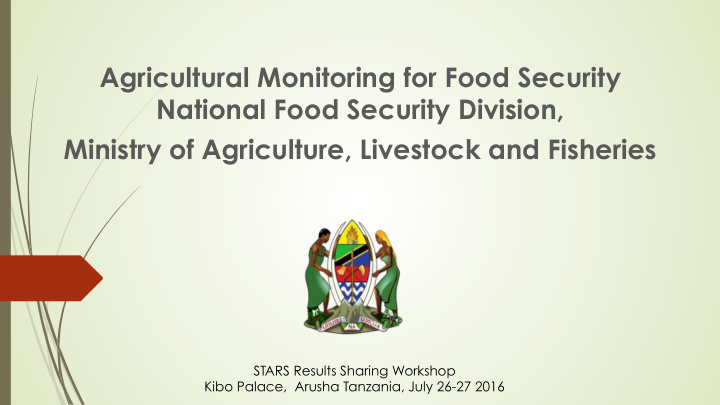 agricultural monitoring for food security national food