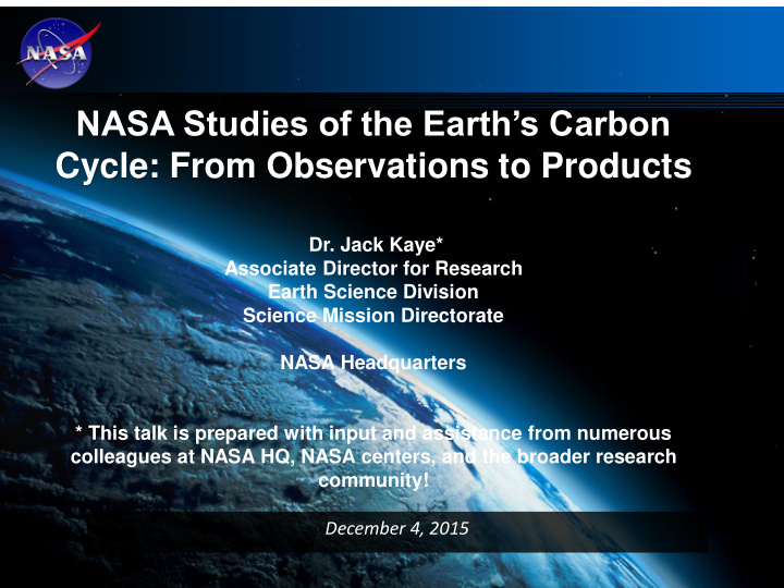 nasa studies of the earth s carbon