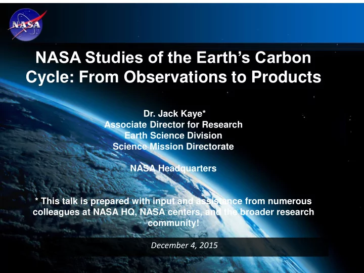 nasa studies of the earth s carbon