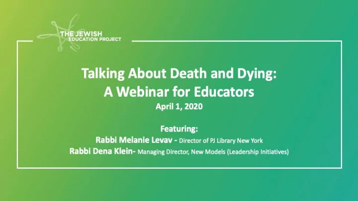 talking about death amp dying