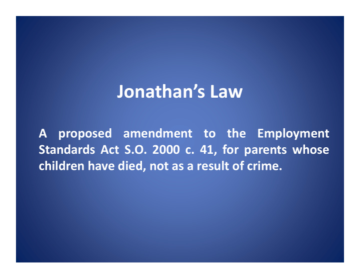 jonathan s law