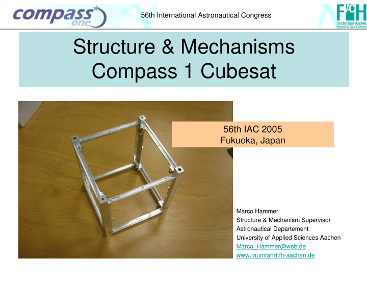 structure mechanisms compass 1 cubesat