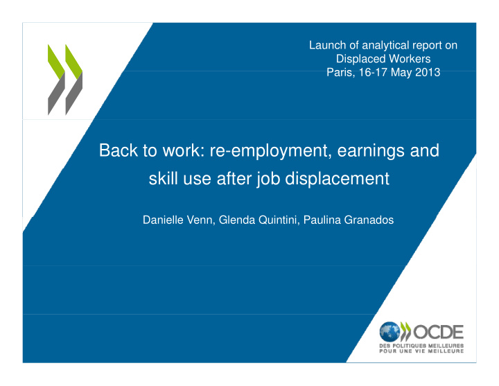 back to work re employment earnings and skill use after