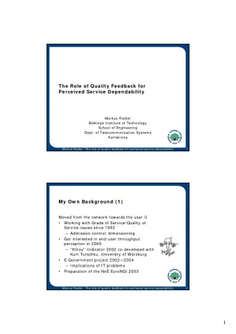 1  EuroNGI -Related Activities    Leader of   Joint Research Activity JRA.6 Socio-