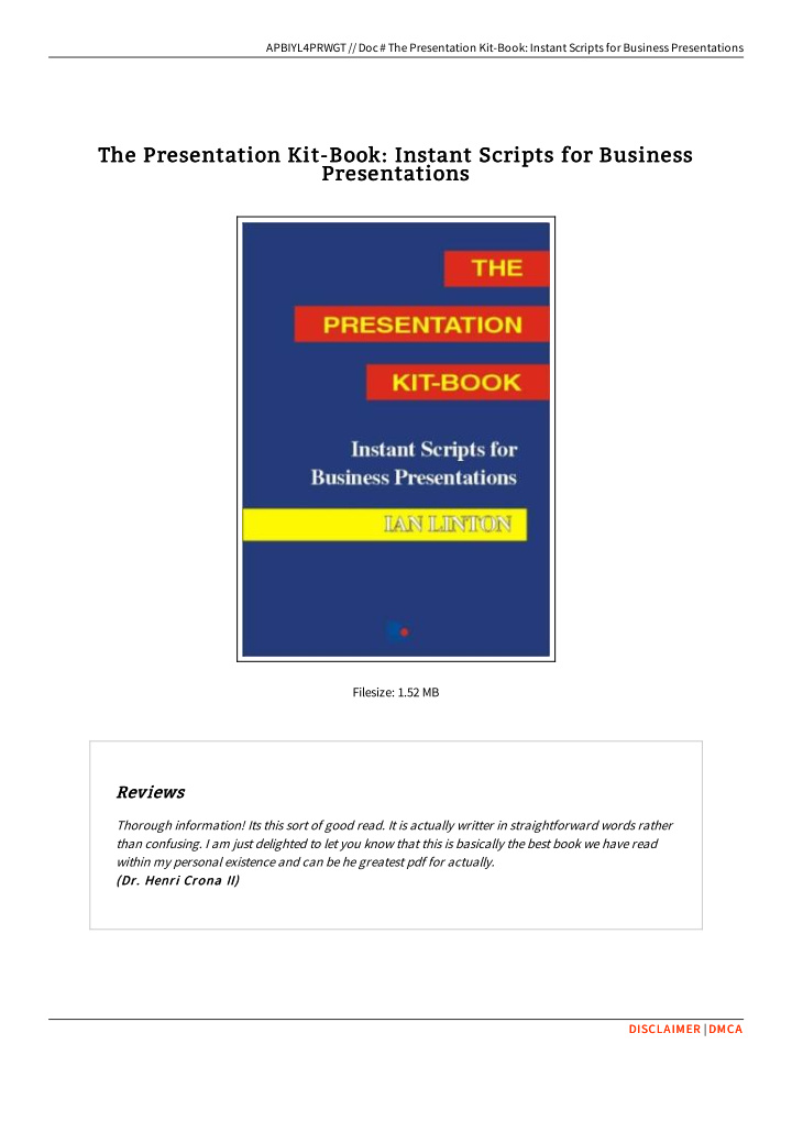 the presentation kit book instant scripts for business