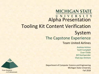 Tooling Kit Content Verification  System  The Capstone Experience  Team United Airlines  Andrew